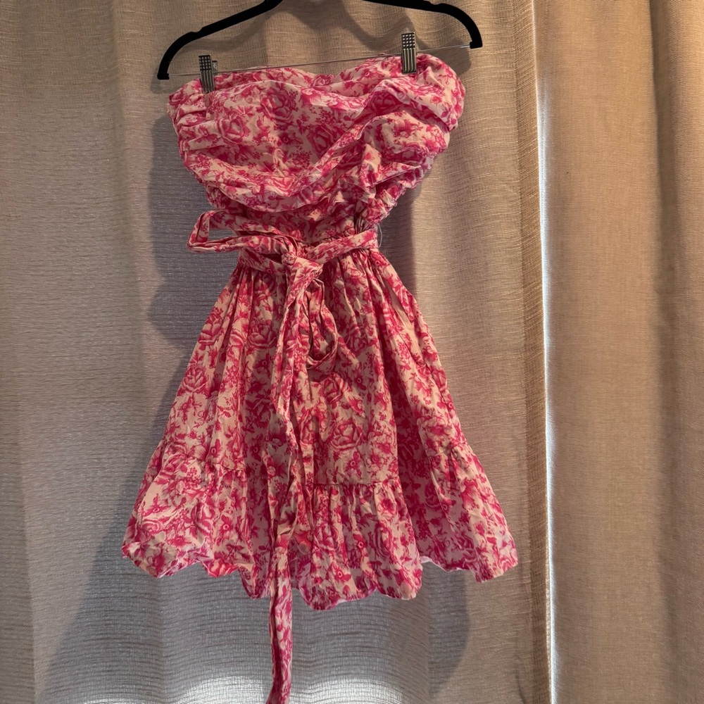 Aqua Pink and White Floral Dress